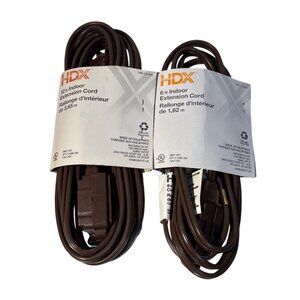 HDX Indoor Extension Cord 12 Ft & 6 Ft 16 Gauge Medium Use Brown